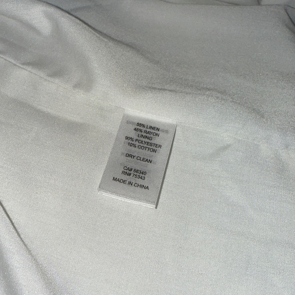 NWT CAROLINE CONSTAS White/Blue Quilted Jacket Linen Blend Puffy Shoulder $395 - Picture 7 of 8